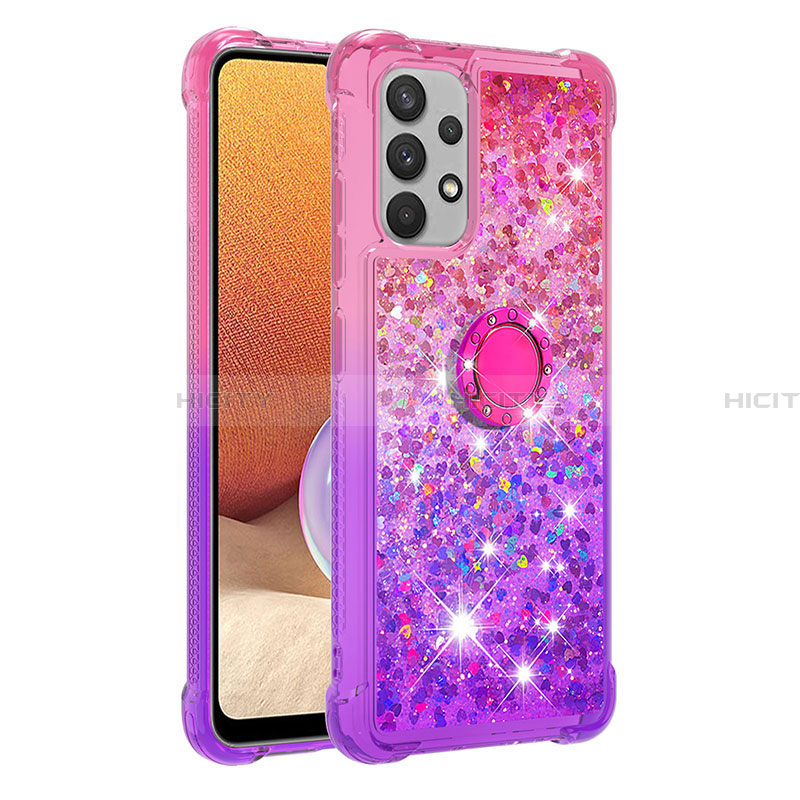 Custodia Silicone Cover Morbida Bling-Bling con Anello Supporto S02 per Samsung Galaxy A32 4G