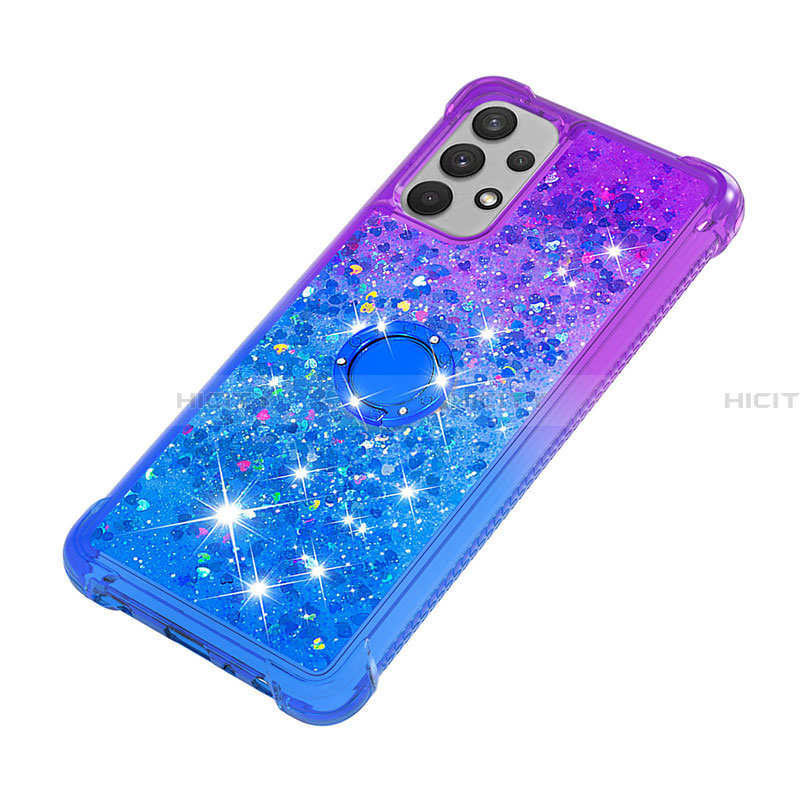 Custodia Silicone Cover Morbida Bling-Bling con Anello Supporto S02 per Samsung Galaxy A32 4G