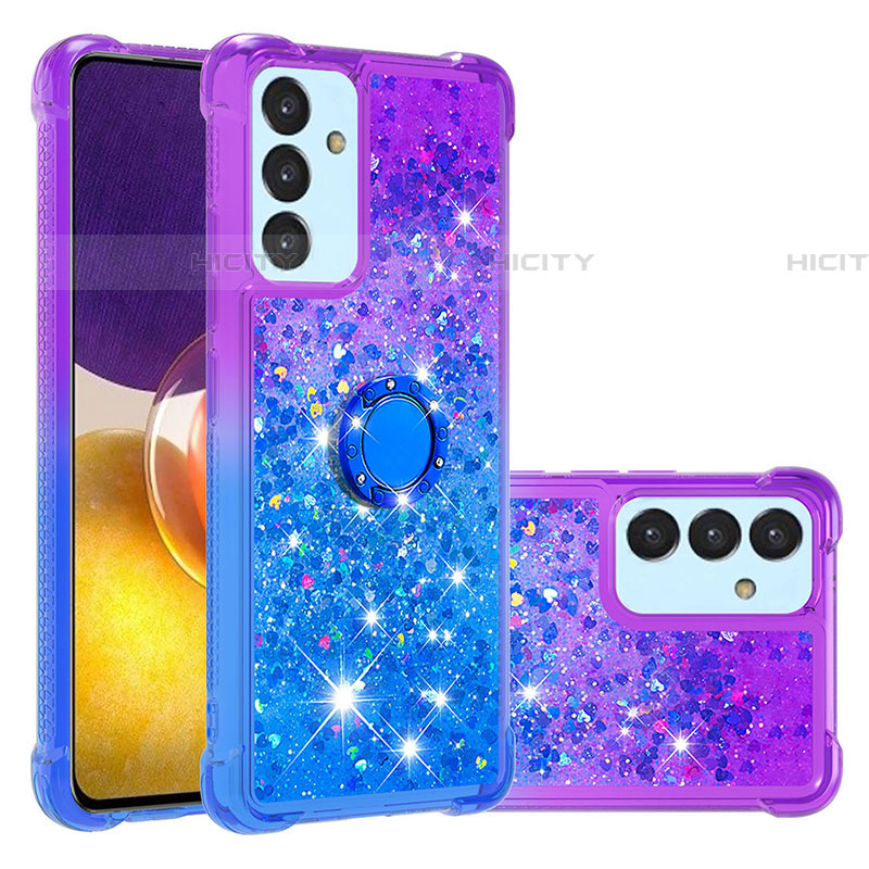 Custodia Silicone Cover Morbida Bling-Bling con Anello Supporto S02 per Samsung Galaxy A34 5G Viola