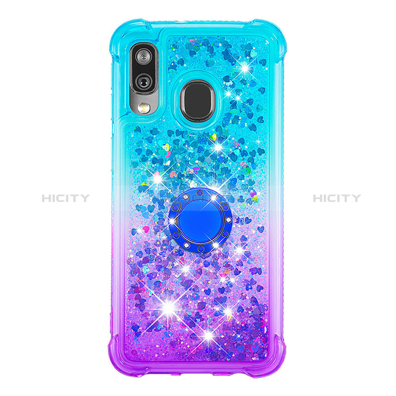 Custodia Silicone Cover Morbida Bling-Bling con Anello Supporto S02 per Samsung Galaxy A40