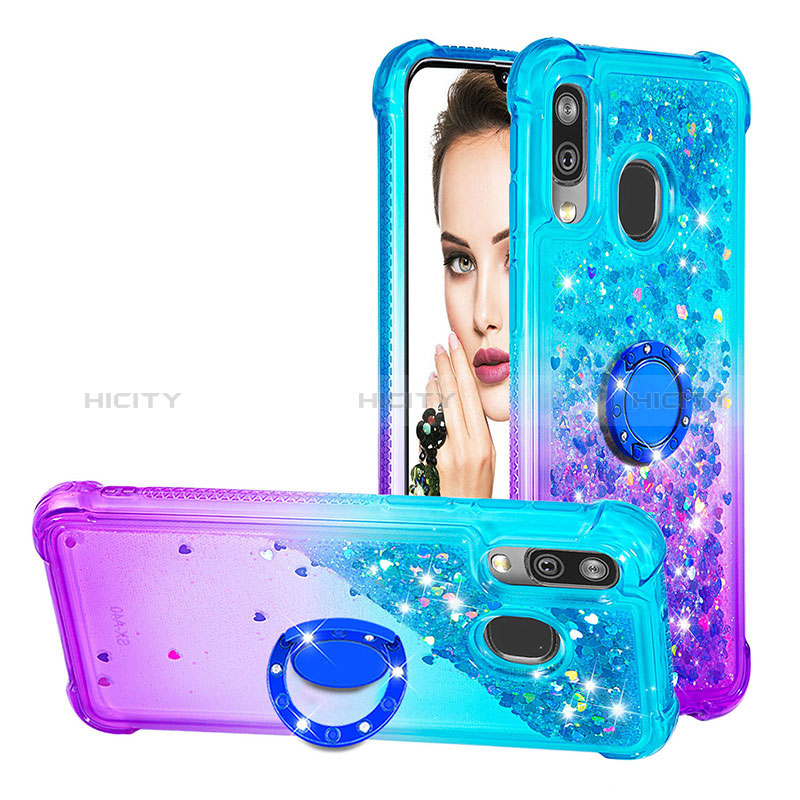 Custodia Silicone Cover Morbida Bling-Bling con Anello Supporto S02 per Samsung Galaxy A40