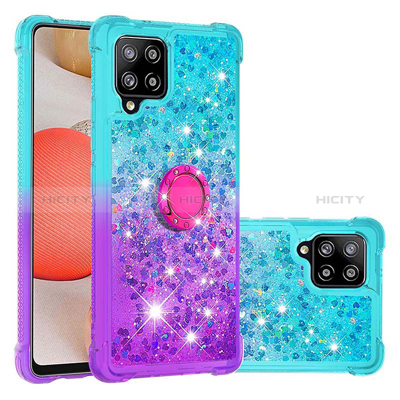 Custodia Silicone Cover Morbida Bling-Bling con Anello Supporto S02 per Samsung Galaxy A42 5G