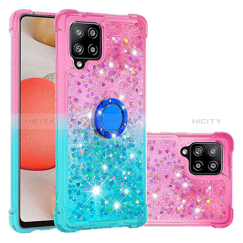 Custodia Silicone Cover Morbida Bling-Bling con Anello Supporto S02 per Samsung Galaxy A42 5G