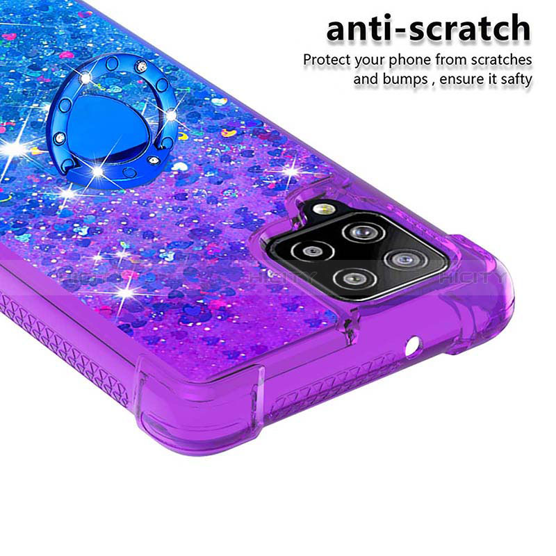 Custodia Silicone Cover Morbida Bling-Bling con Anello Supporto S02 per Samsung Galaxy A42 5G