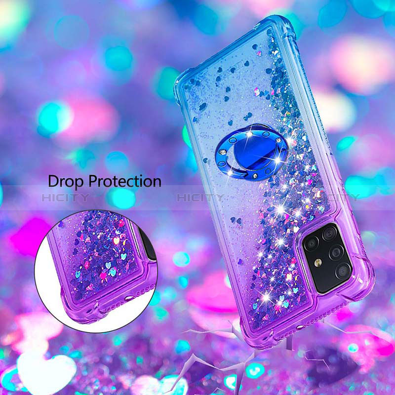 Custodia Silicone Cover Morbida Bling-Bling con Anello Supporto S02 per Samsung Galaxy A51 5G