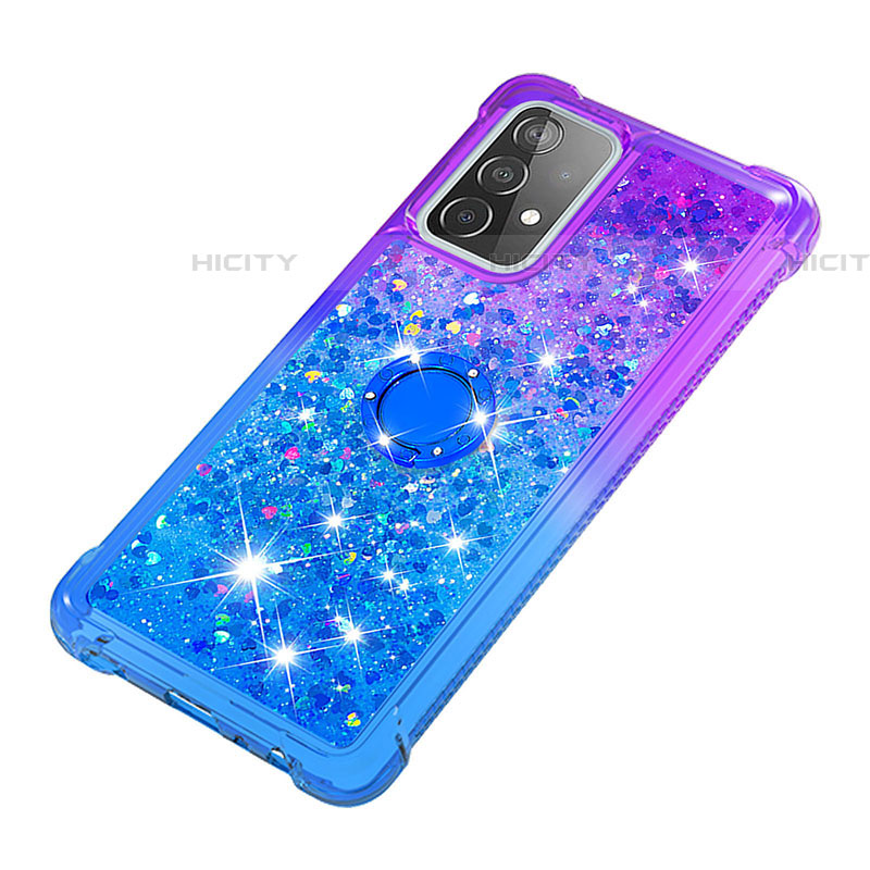 Custodia Silicone Cover Morbida Bling-Bling con Anello Supporto S02 per Samsung Galaxy A52 4G