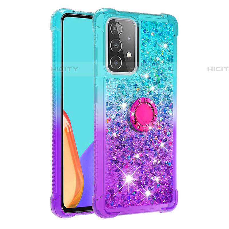 Custodia Silicone Cover Morbida Bling-Bling con Anello Supporto S02 per Samsung Galaxy A52 5G