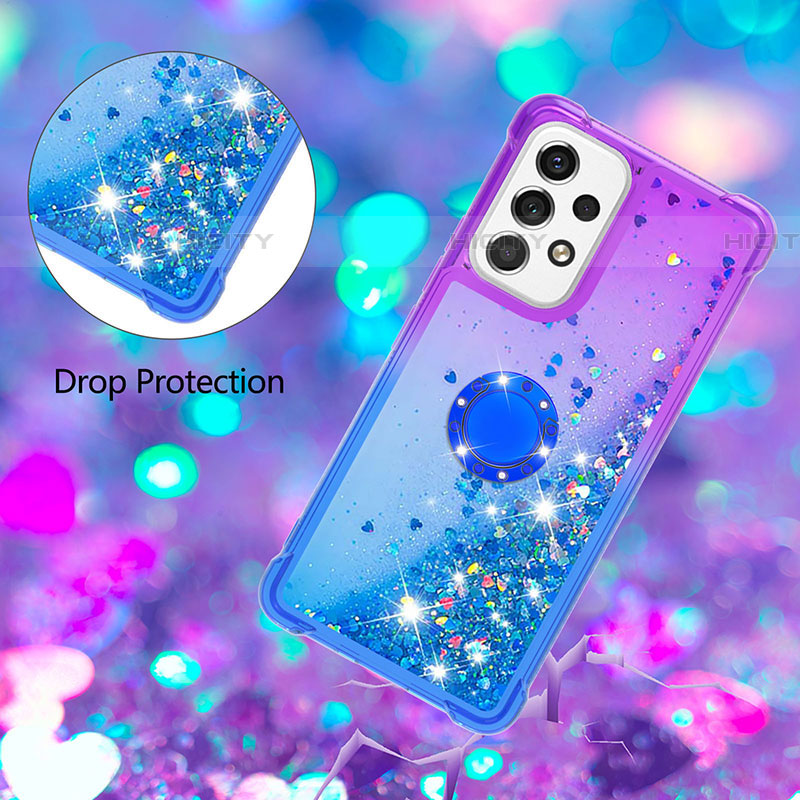 Custodia Silicone Cover Morbida Bling-Bling con Anello Supporto S02 per Samsung Galaxy A53 5G