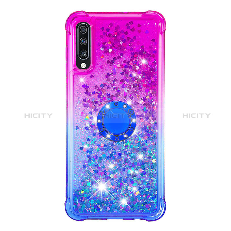 Custodia Silicone Cover Morbida Bling-Bling con Anello Supporto S02 per Samsung Galaxy A70S