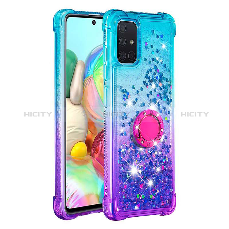 Custodia Silicone Cover Morbida Bling-Bling con Anello Supporto S02 per Samsung Galaxy A71 4G A715