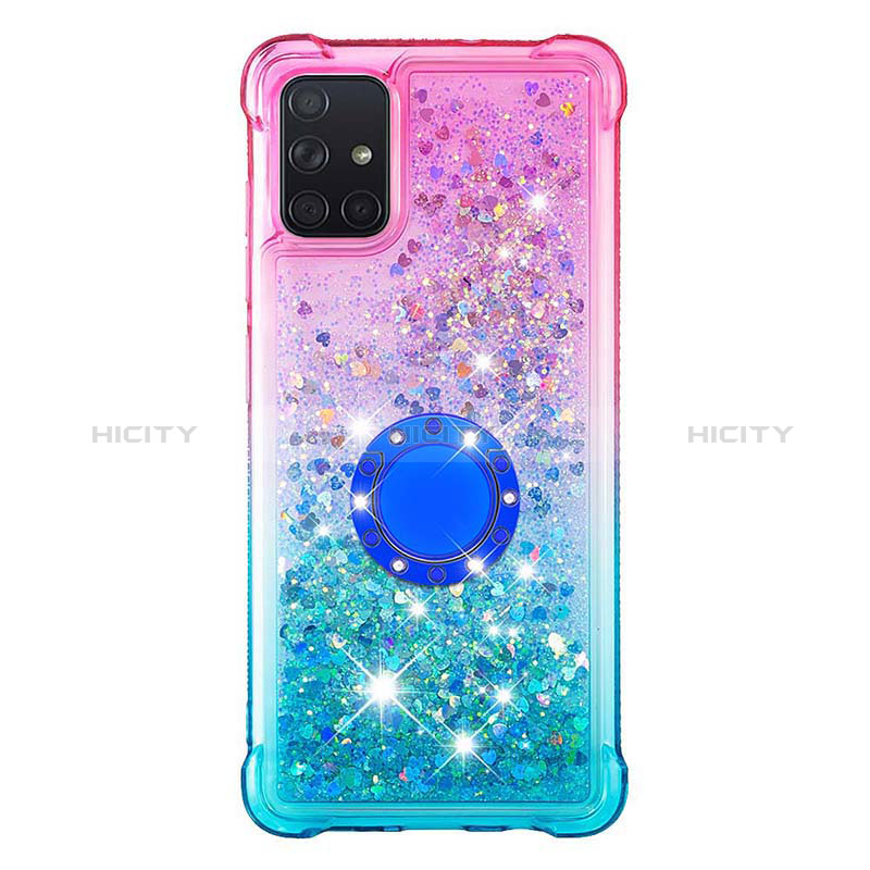 Custodia Silicone Cover Morbida Bling-Bling con Anello Supporto S02 per Samsung Galaxy A71 4G A715