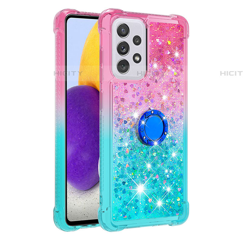 Custodia Silicone Cover Morbida Bling-Bling con Anello Supporto S02 per Samsung Galaxy A73 5G