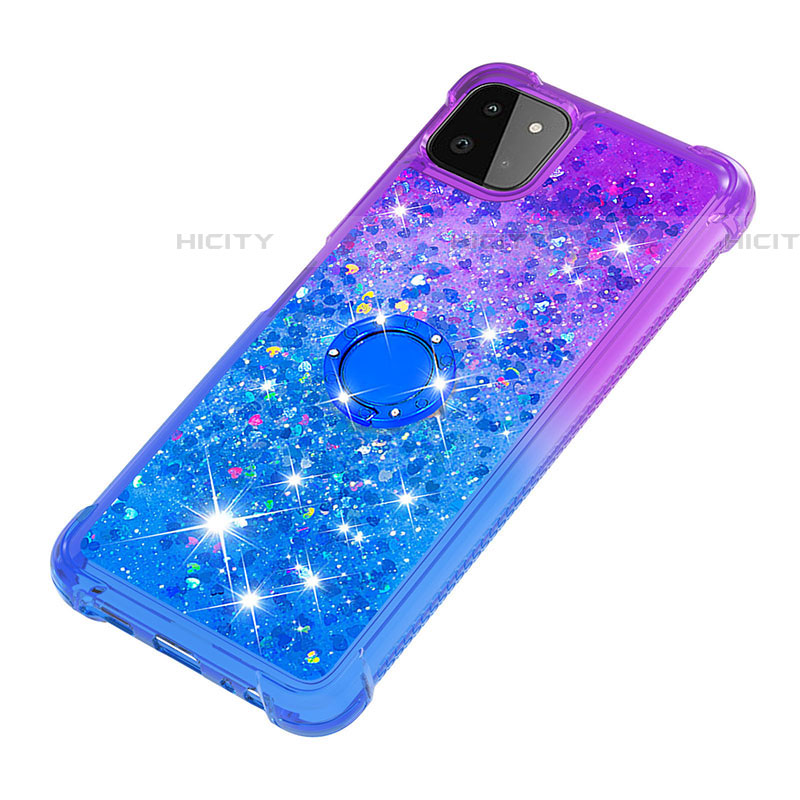 Custodia Silicone Cover Morbida Bling-Bling con Anello Supporto S02 per Samsung Galaxy F42 5G