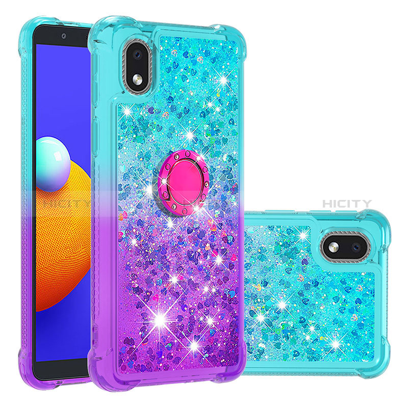 Custodia Silicone Cover Morbida Bling-Bling con Anello Supporto S02 per Samsung Galaxy M01 Core