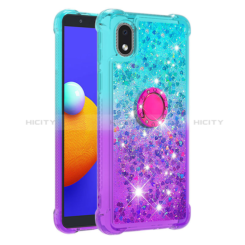 Custodia Silicone Cover Morbida Bling-Bling con Anello Supporto S02 per Samsung Galaxy M01 Core