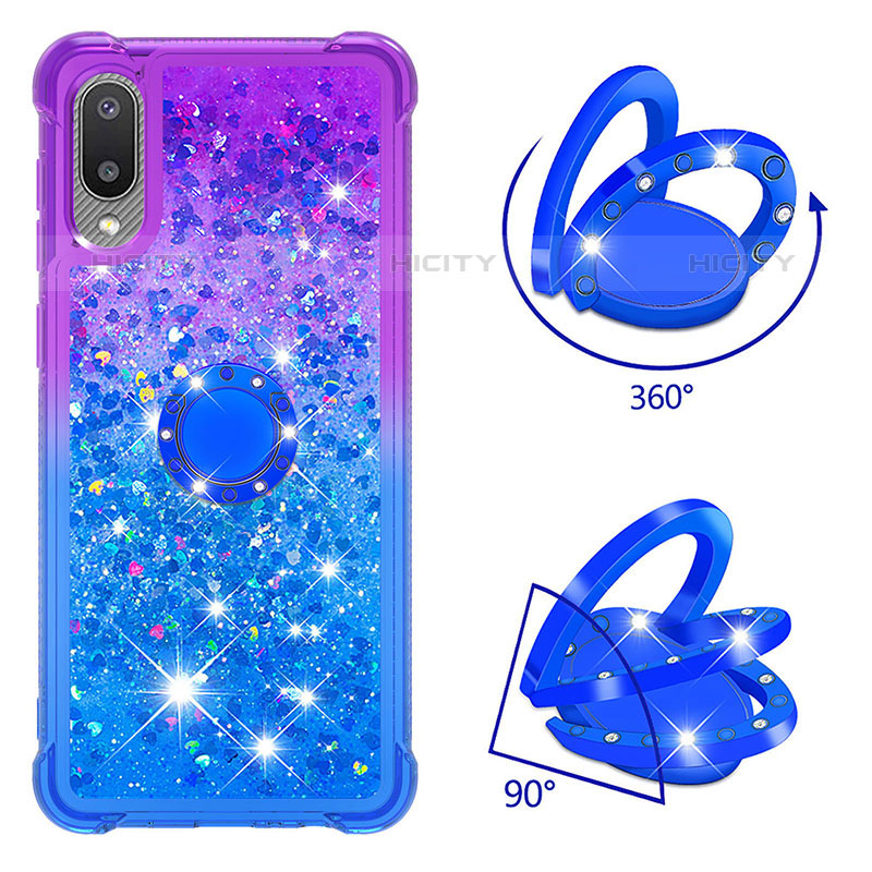 Custodia Silicone Cover Morbida Bling-Bling con Anello Supporto S02 per Samsung Galaxy M02