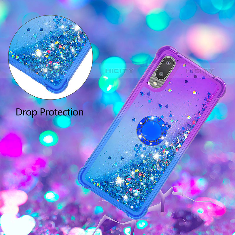 Custodia Silicone Cover Morbida Bling-Bling con Anello Supporto S02 per Samsung Galaxy M02