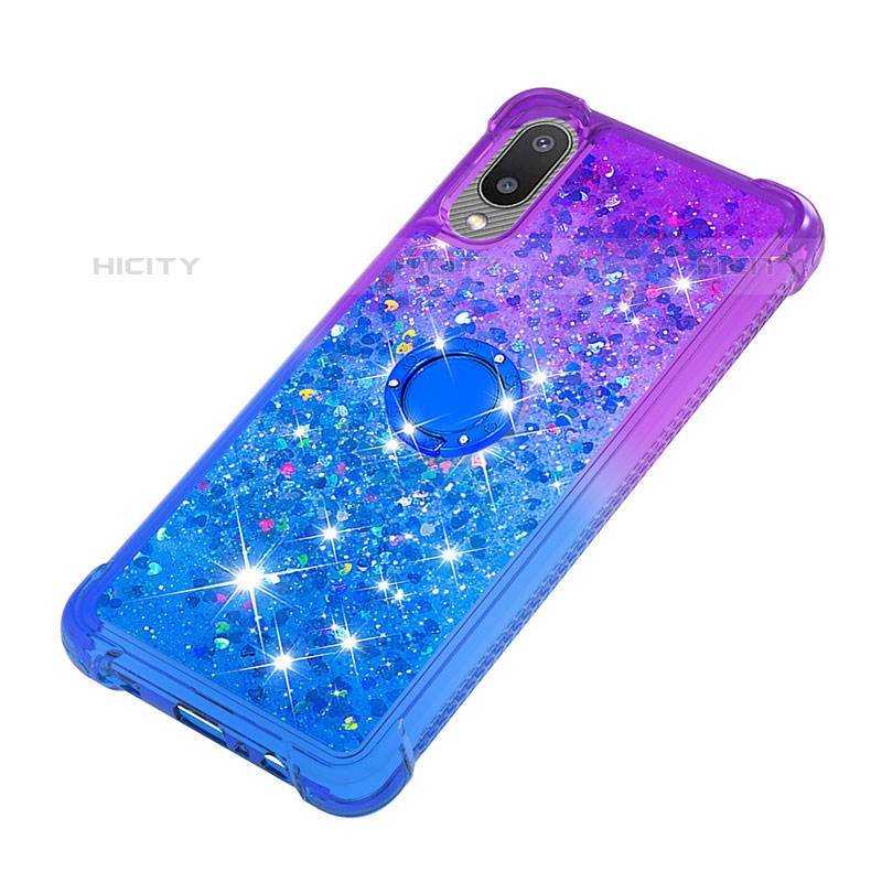 Custodia Silicone Cover Morbida Bling-Bling con Anello Supporto S02 per Samsung Galaxy M02