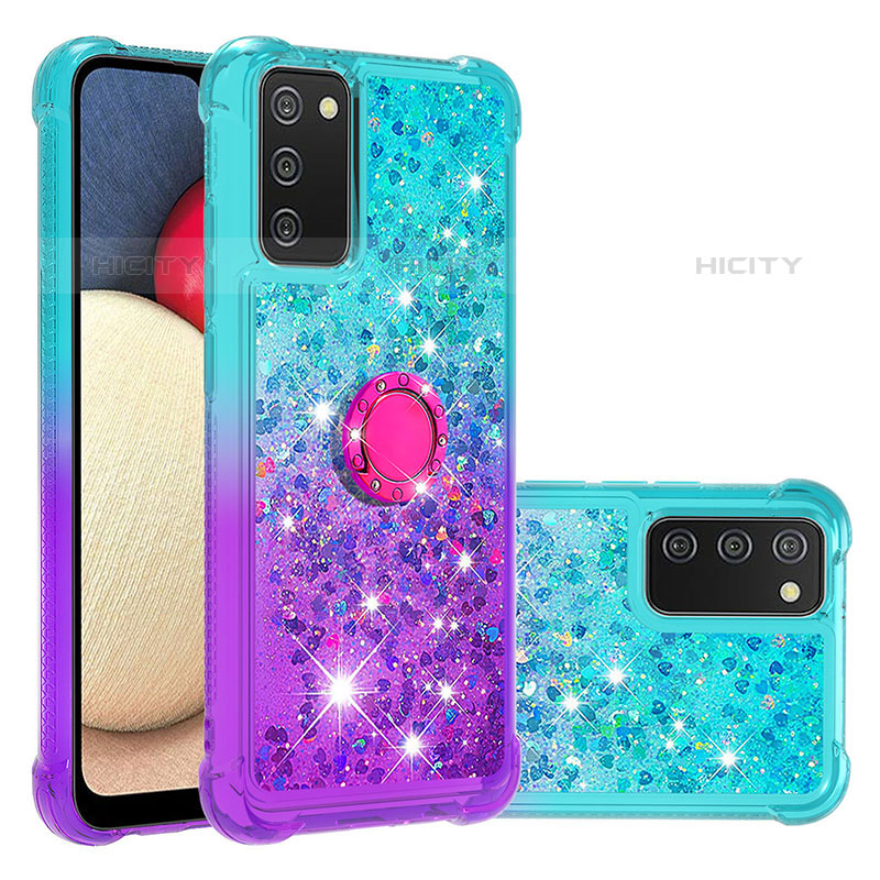 Custodia Silicone Cover Morbida Bling-Bling con Anello Supporto S02 per Samsung Galaxy M02s