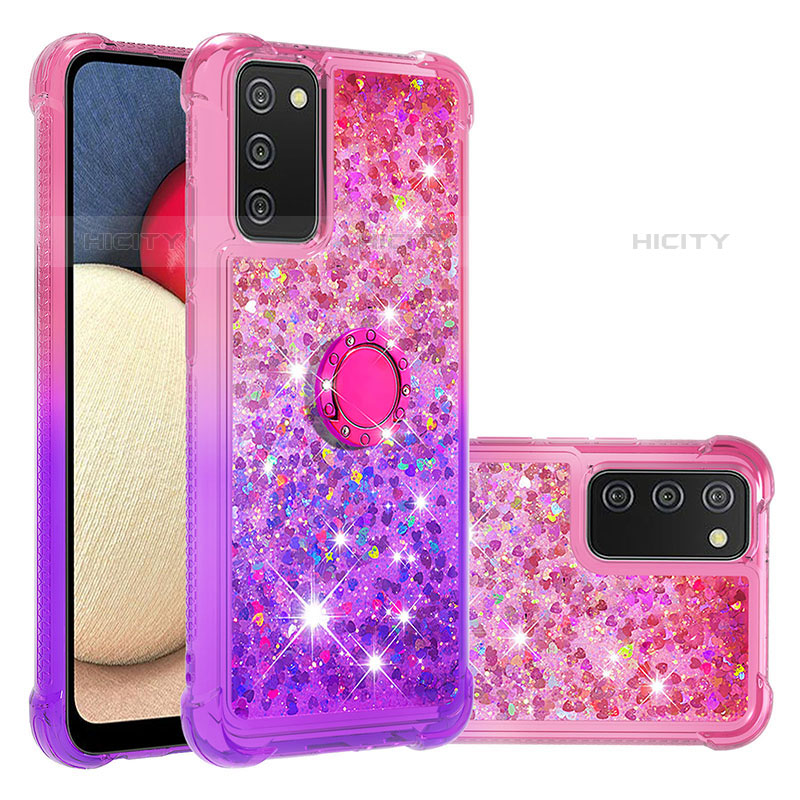 Custodia Silicone Cover Morbida Bling-Bling con Anello Supporto S02 per Samsung Galaxy M02s