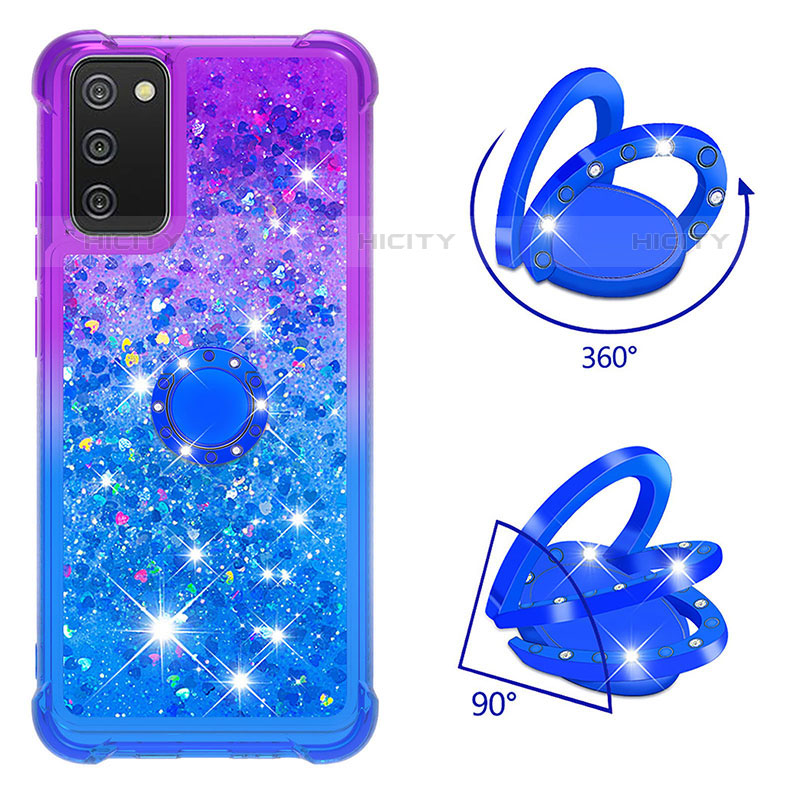 Custodia Silicone Cover Morbida Bling-Bling con Anello Supporto S02 per Samsung Galaxy M02s