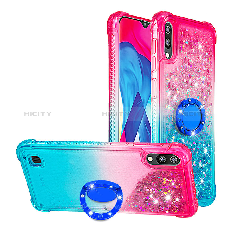 Custodia Silicone Cover Morbida Bling-Bling con Anello Supporto S02 per Samsung Galaxy M10 Rosa