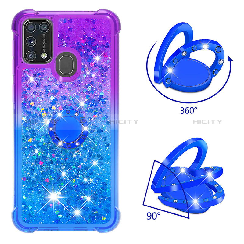 Custodia Silicone Cover Morbida Bling-Bling con Anello Supporto S02 per Samsung Galaxy M31