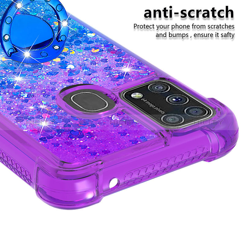 Custodia Silicone Cover Morbida Bling-Bling con Anello Supporto S02 per Samsung Galaxy M31 Prime Edition