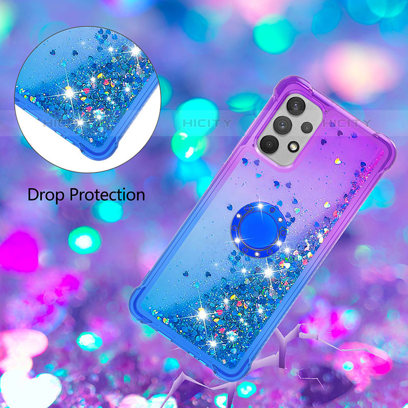 Custodia Silicone Cover Morbida Bling-Bling con Anello Supporto S02 per Samsung Galaxy M32 5G