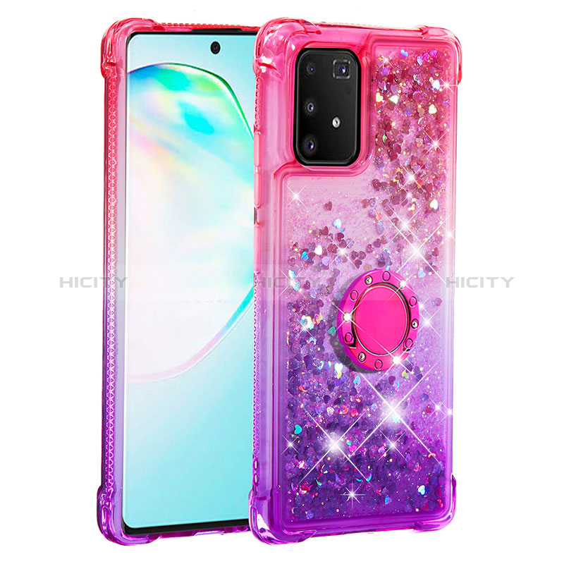 Custodia Silicone Cover Morbida Bling-Bling con Anello Supporto S02 per Samsung Galaxy M80S