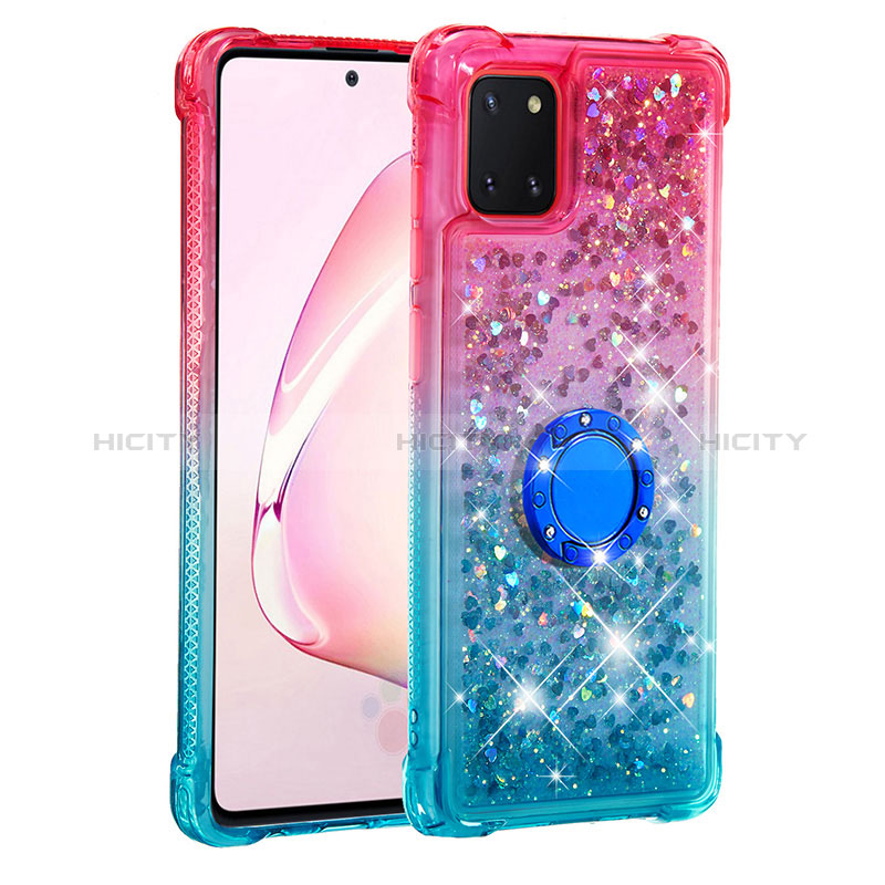 Custodia Silicone Cover Morbida Bling-Bling con Anello Supporto S02 per Samsung Galaxy Note 10 Lite