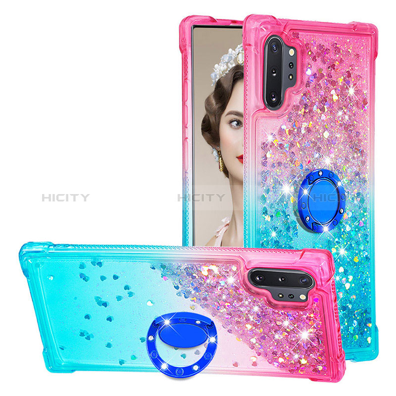 Custodia Silicone Cover Morbida Bling-Bling con Anello Supporto S02 per Samsung Galaxy Note 10 Plus 5G