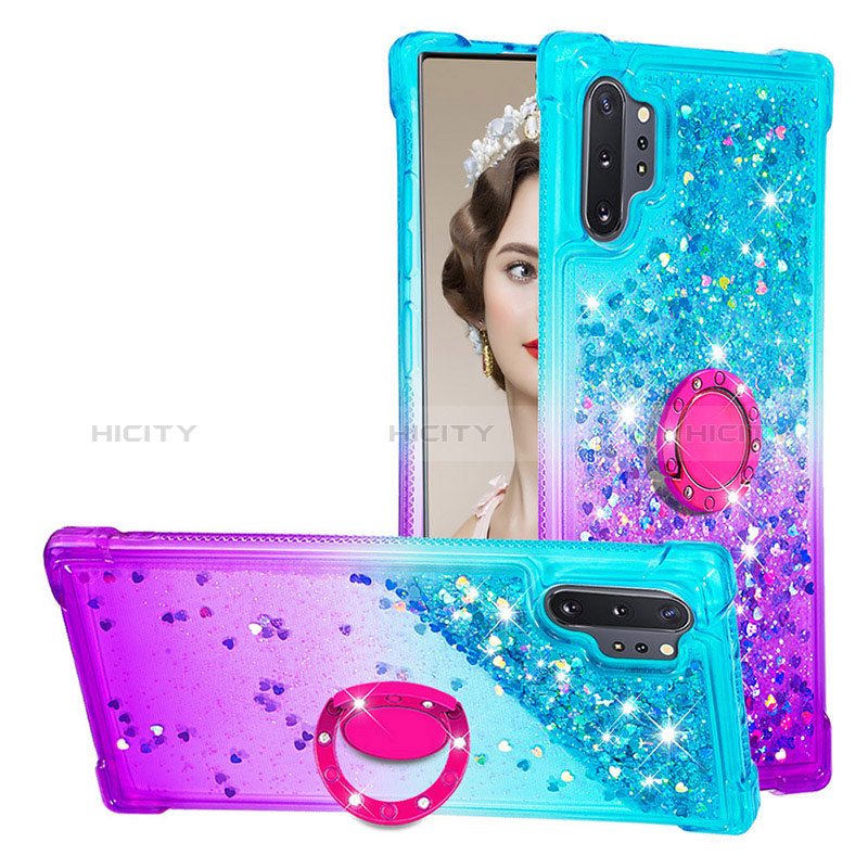 Custodia Silicone Cover Morbida Bling-Bling con Anello Supporto S02 per Samsung Galaxy Note 10 Plus 5G