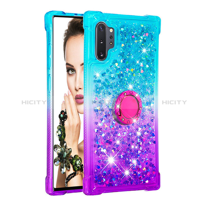 Custodia Silicone Cover Morbida Bling-Bling con Anello Supporto S02 per Samsung Galaxy Note 10 Plus 5G