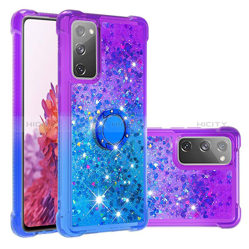 Custodia Silicone Cover Morbida Bling-Bling con Anello Supporto S02 per Samsung Galaxy S20 FE (2022) 5G Viola