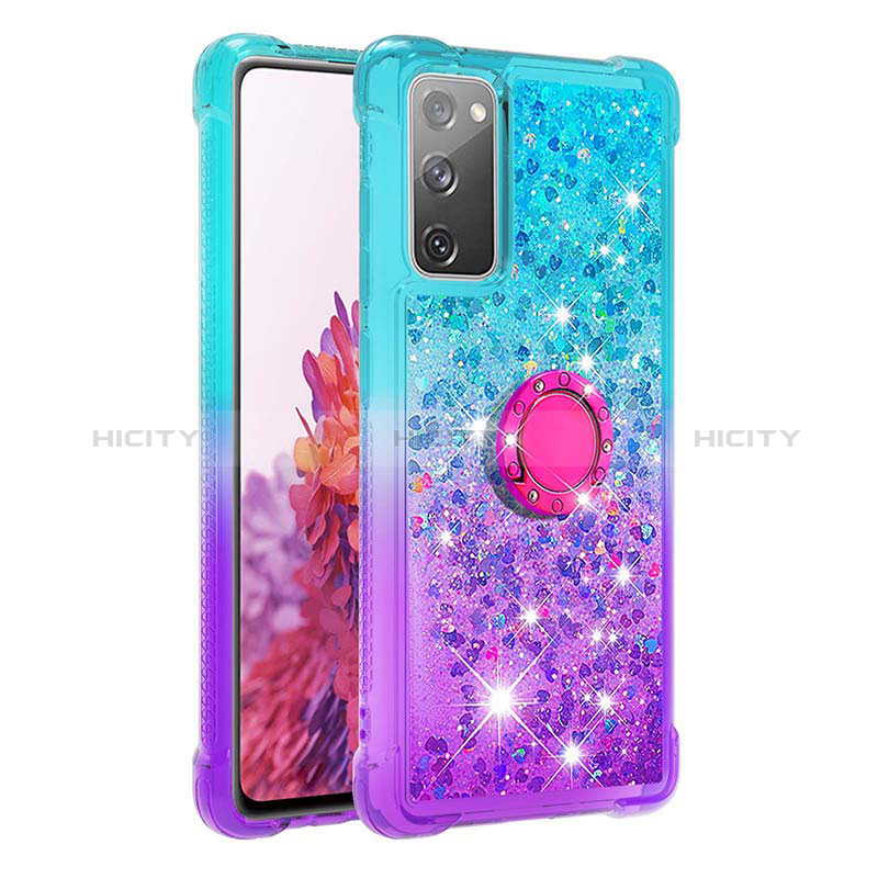 Custodia Silicone Cover Morbida Bling-Bling con Anello Supporto S02 per Samsung Galaxy S20 FE 4G