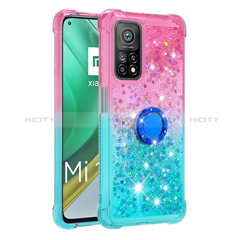 Custodia Silicone Cover Morbida Bling-Bling con Anello Supporto S02 per Xiaomi Mi 10T 5G