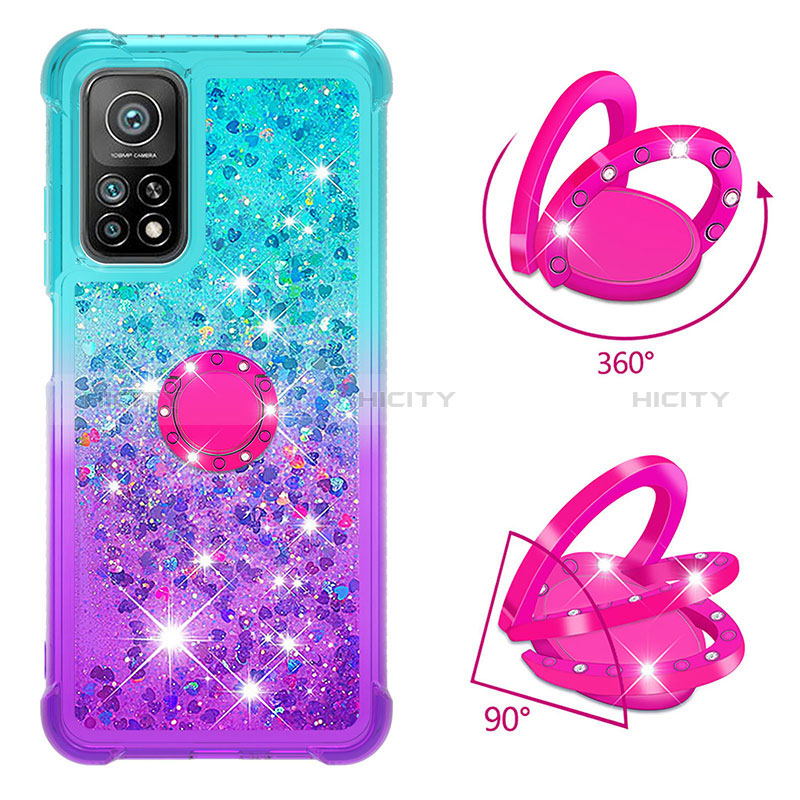 Custodia Silicone Cover Morbida Bling-Bling con Anello Supporto S02 per Xiaomi Mi 10T 5G