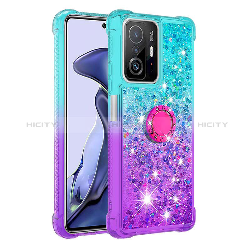 Custodia Silicone Cover Morbida Bling-Bling con Anello Supporto S02 per Xiaomi Mi 11T Pro 5G