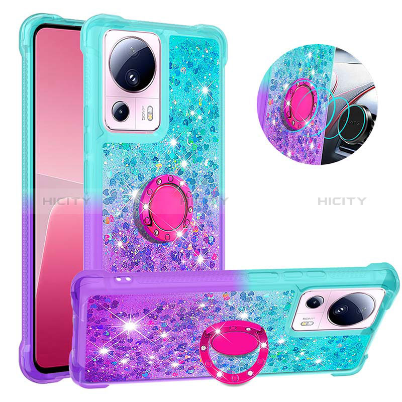 Custodia Silicone Cover Morbida Bling-Bling con Anello Supporto S02 per Xiaomi Mi 13 Lite 5G