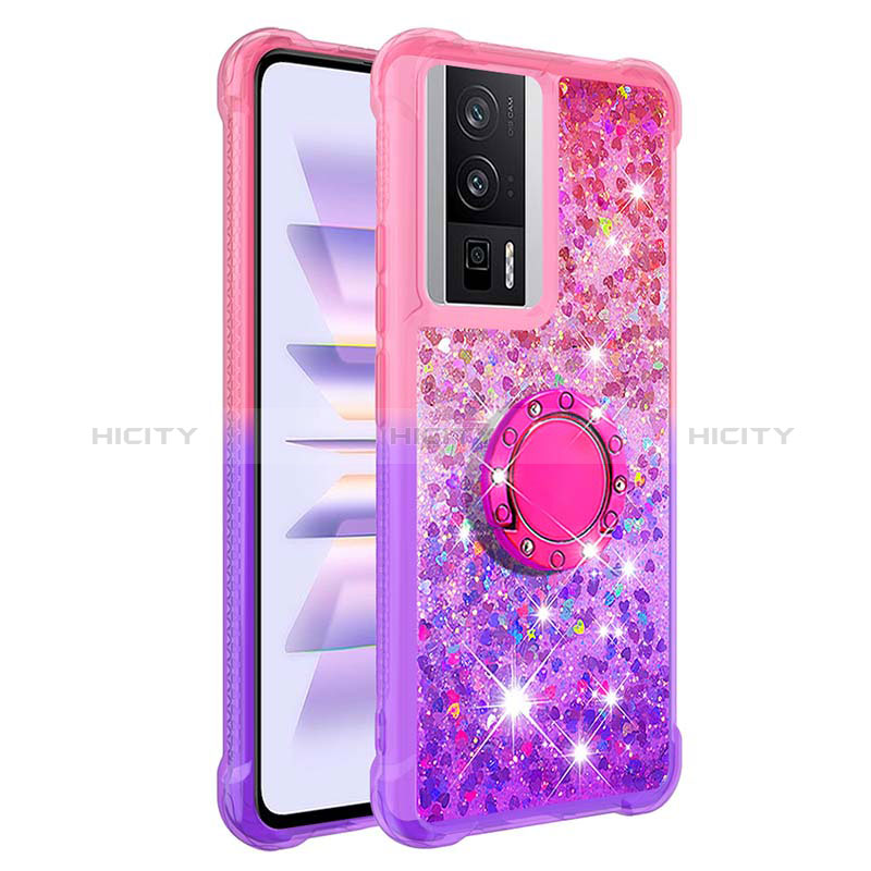 Custodia Silicone Cover Morbida Bling-Bling con Anello Supporto S02 per Xiaomi Poco F5 Pro 5G