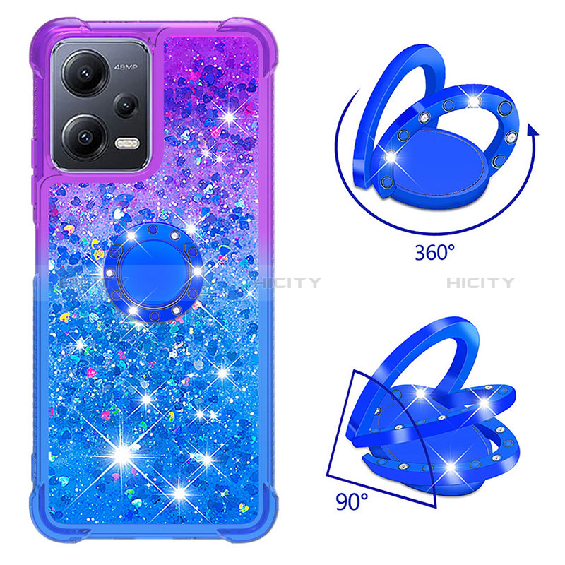 Custodia Silicone Cover Morbida Bling-Bling con Anello Supporto S02 per Xiaomi Poco X5 5G