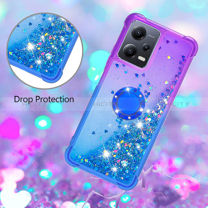 Custodia Silicone Cover Morbida Bling-Bling con Anello Supporto S02 per Xiaomi Poco X5 5G