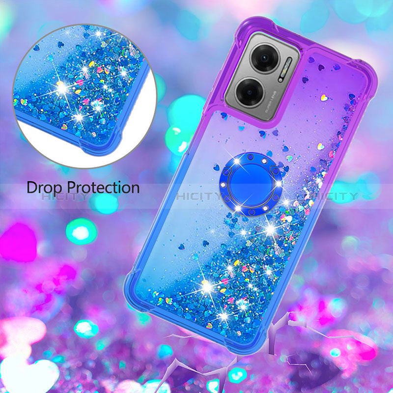 Custodia Silicone Cover Morbida Bling-Bling con Anello Supporto S02 per Xiaomi Redmi 10 5G