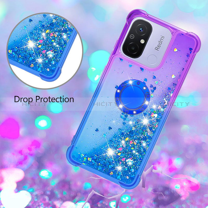 Custodia Silicone Cover Morbida Bling-Bling con Anello Supporto S02 per Xiaomi Redmi 11A 4G