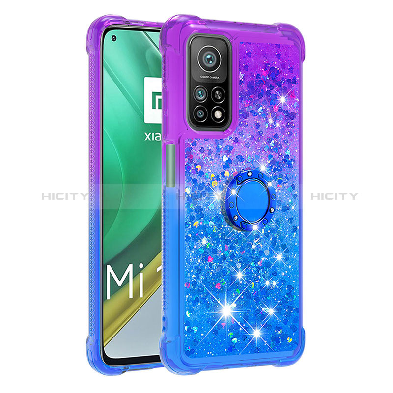 Custodia Silicone Cover Morbida Bling-Bling con Anello Supporto S02 per Xiaomi Redmi K30S 5G