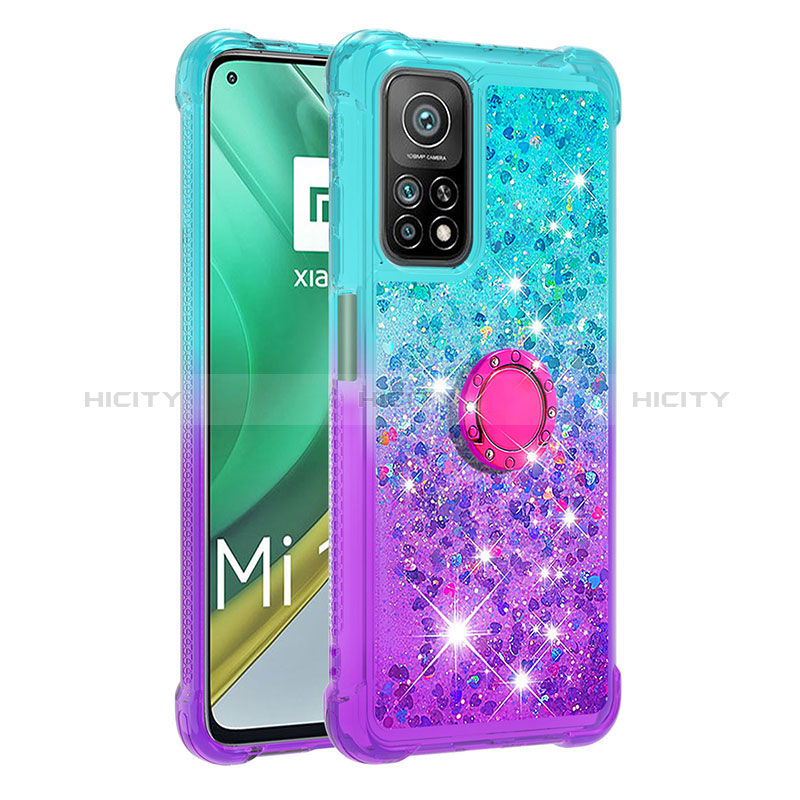 Custodia Silicone Cover Morbida Bling-Bling con Anello Supporto S02 per Xiaomi Redmi K30S 5G