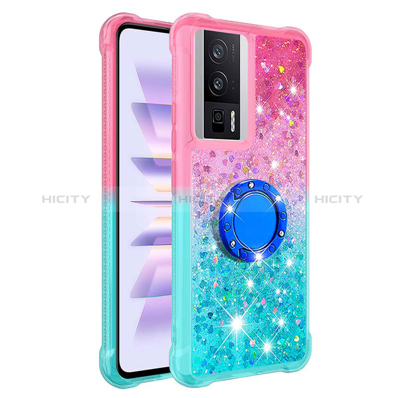 Custodia Silicone Cover Morbida Bling-Bling con Anello Supporto S02 per Xiaomi Redmi K60 5G