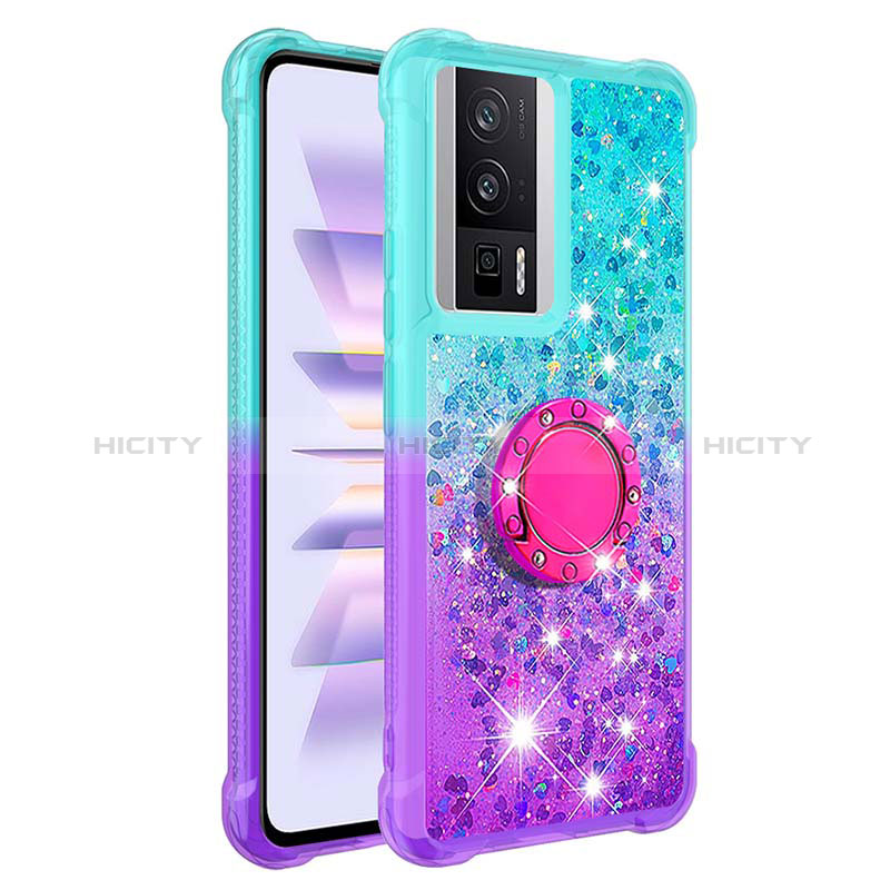 Custodia Silicone Cover Morbida Bling-Bling con Anello Supporto S02 per Xiaomi Redmi K60 5G