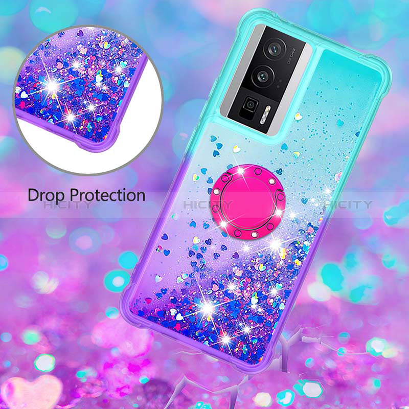 Custodia Silicone Cover Morbida Bling-Bling con Anello Supporto S02 per Xiaomi Redmi K60 5G